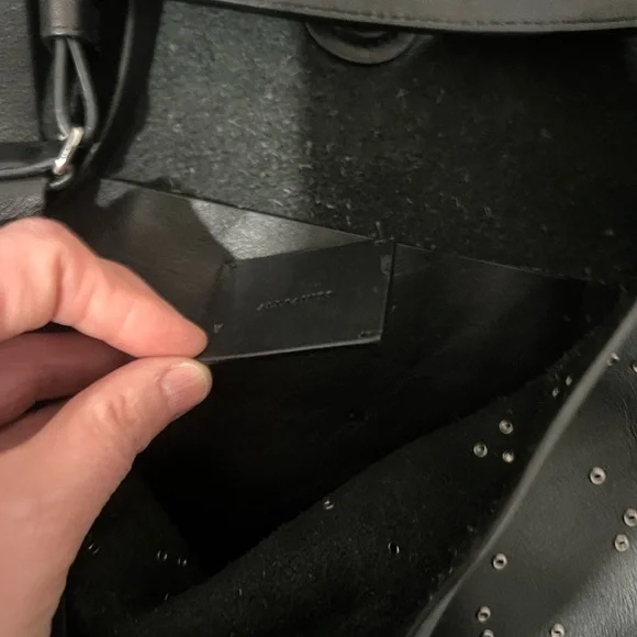 All Saints Black Junai North South Leather Studded Shoulder Tote Bag - Picture 14 of 15